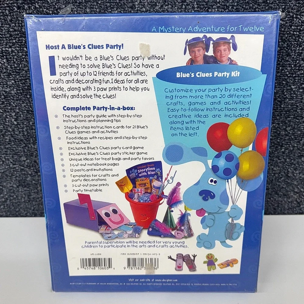 Vintage 1999 Blue's Clues How to Host a Kids Party Kit‎ Decipher Nickelodeon New